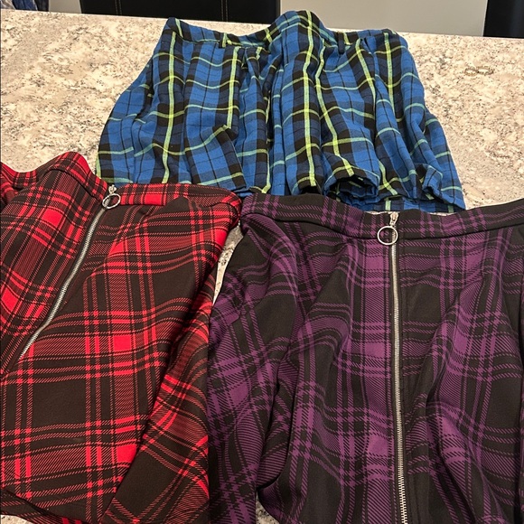 Set of three Hot Topic Plaid Skater Skirts - Red, Blue, Purple - Picture 1 of 9